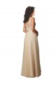 V-Back Champagne A-Line V-Neck Long Bridesmaid Dress Bolton