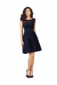 V-Back Dark Navy A-Line Bateau Neck Knee Length Bridesmaid Dress Bolton