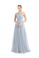 Open Back Light Sky Blue A-Line Halter Neck Long Bridesmaid Dress Bolton