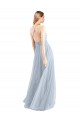 Open Back Light Sky Blue A-Line Halter Neck Long Bridesmaid Dress Bolton