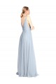 V-Back Light Sky Blue A-Line V-Neck Long Floor Length Bridesmaid Dress Bolton