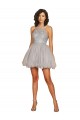 Open Back Silver A-Line Halter Neck Short Bridesmaid Dress Bolton
