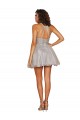 Open Back Silver A-Line Halter Neck Short Bridesmaid Dress Bolton