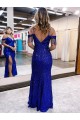 Royal Blue Sheath V-Neck Long Prom Dress / Evening Dress Bolton