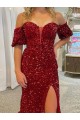 Red Sheath Off the Shoulder Court Train Prom Dress / Evening Dress Bolton