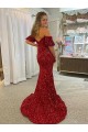 Red Sheath Off the Shoulder Court Train Prom Dress / Evening Dress Bolton