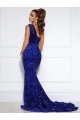 Royal Blue Mermaid One Shoulder Court Train Prom Dress / Evening Dress Bolton