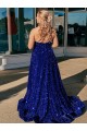 Royal Blue A-Line One Shoulder Sweep Train Prom Dress / Evening Gown Bolton