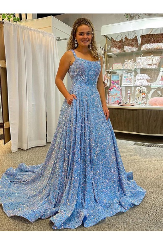 Shown Color A-Line Scoop Neck Court Train Prom Dress / Evening Dress Bolton