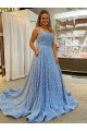 Shown Color A-Line Scoop Neck Court Train Prom Dress / Evening Dress Bolton