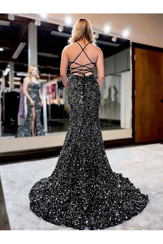 Shown Color Sheath Spaghetti Straps Sweep Train Prom Dress Bolton