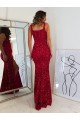 Burgundy Sheath Square Neck Long Prom Dress Bolton