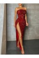 Burgundy Sheath Strapless Long Prom Dress / Evening Dress Bolton
