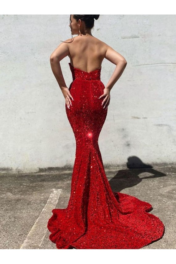Burgundy Mermaid Sweetheart Court Train Prom Dress / Evening Gown Bolton
