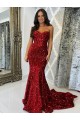Burgundy Sheath Sweetheart Court Train Evening Dress Bolton