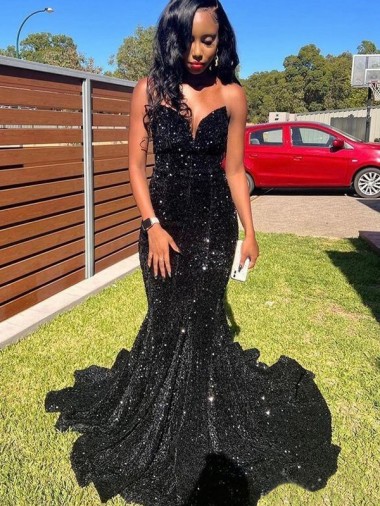 Black Mermaid Sweetheart Long Prom Dress Bolton