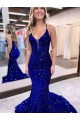 Royal Blue Mermaid V-Neck Court Train Prom Dress Bolton