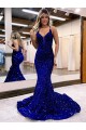 Royal Blue Mermaid V-Neck Court Train Prom Dress Bolton