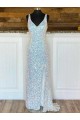 Sheath V-Neck Sweep Train Evening Gown / Prom Dress Bolton