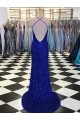 Royal Blue Sheath V-Neck Sweep Train Prom Dress / Evening Gown Bolton