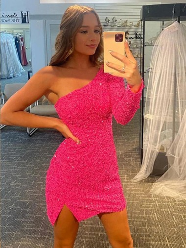 Shown Color Sheath One Shoulder Short Prom Dress / Evening Dress Bolton