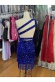 Royal Blue Sheath One Shoulder Short Homecoming Dress Bolton