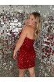 Burgundy Sheath Sweetheart Short Prom Dress Bolton