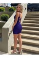Royal Blue Sheath V-Neck Short Prom Dress Bolton