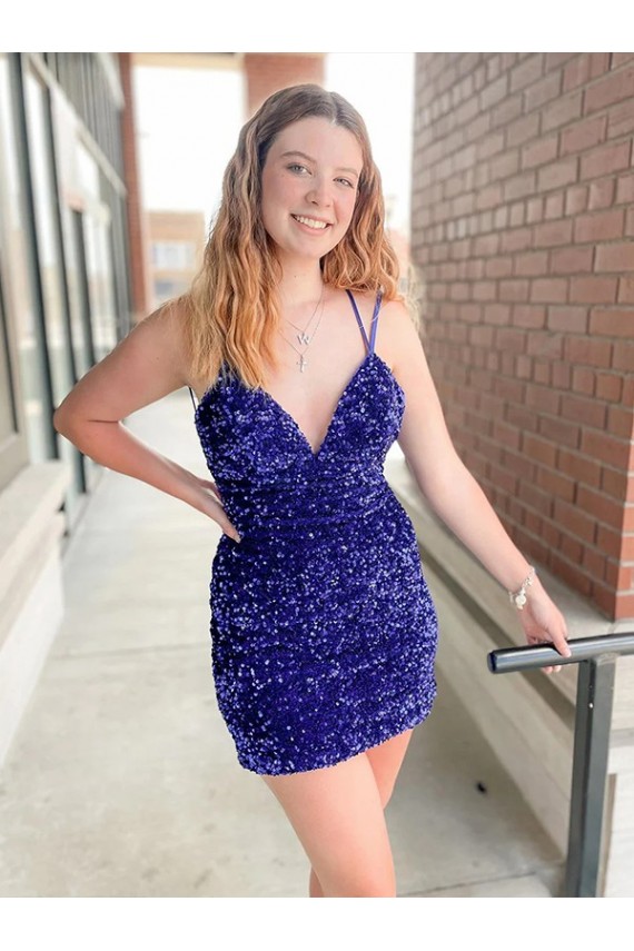 Shown Color Sheath V-Neck Short Cocktail Dress / Prom Dress Bolton