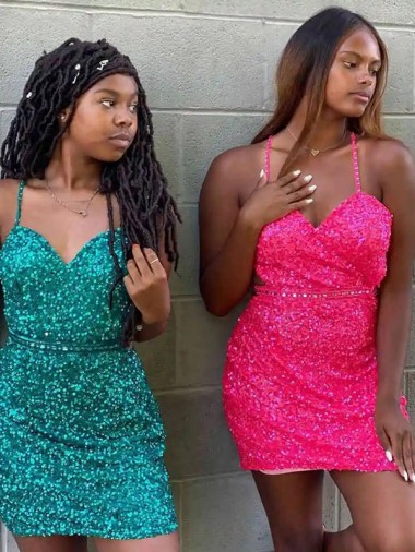 Dark Green Sheath V-Neck Short Prom Dress Bolton