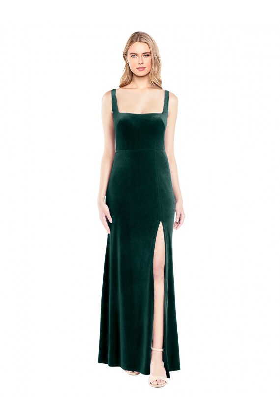 Dark Green A-Line Square Neck Long Prom Dress / Bridesmaid Dress Bolton