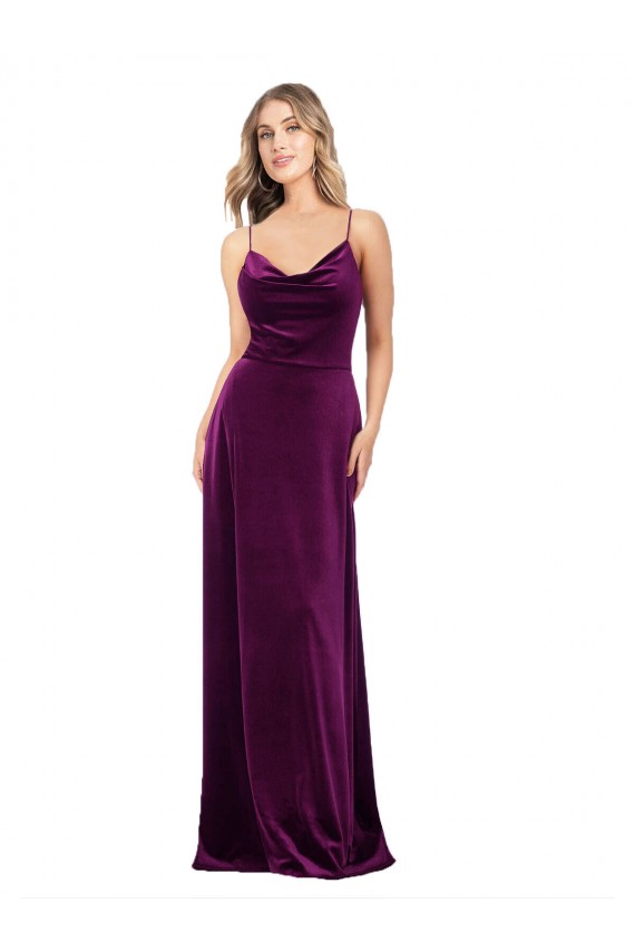 Open Back Grape A-Line V-Neck Long Formal Evening Gown / Prom Dress / Bridesmaid Dress Bolton