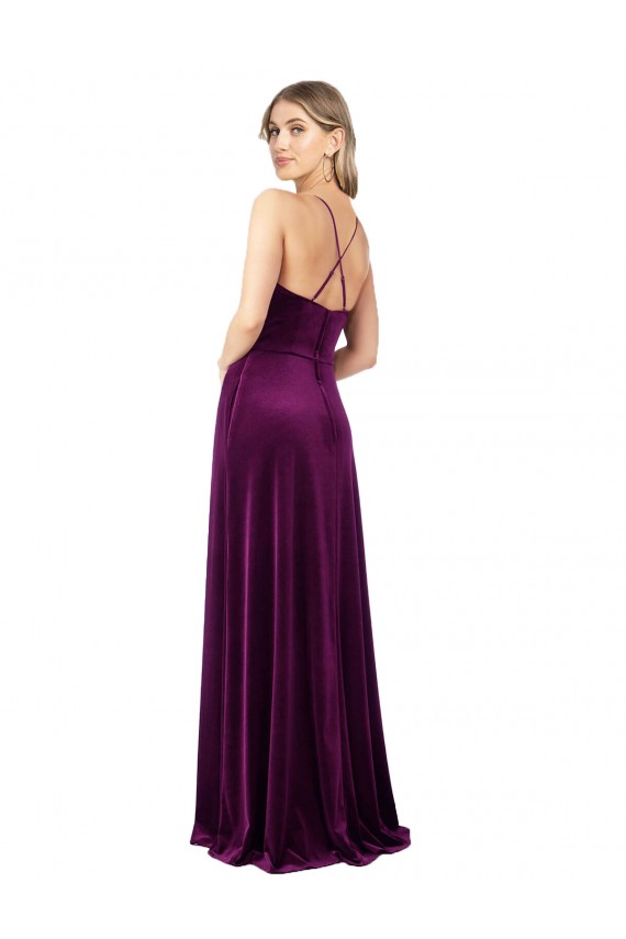 Open Back Grape A-Line V-Neck Long Formal Evening Gown / Prom Dress / Bridesmaid Dress Bolton