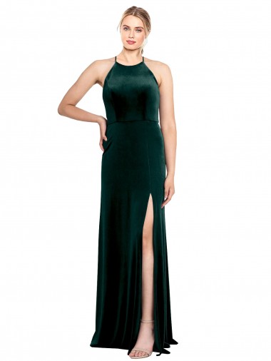 Keyhole Back Dark Green A-Line Jewel Neck Long Prom Dress / Bridesmaid Dress Bolton