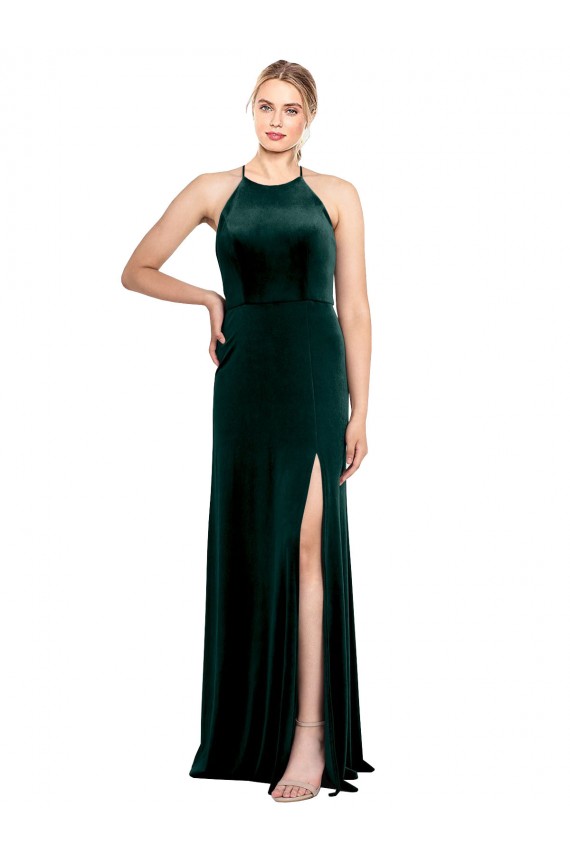 Keyhole Back Dark Green A-Line Jewel Neck Long Prom Dress / Bridesmaid Dress Bolton