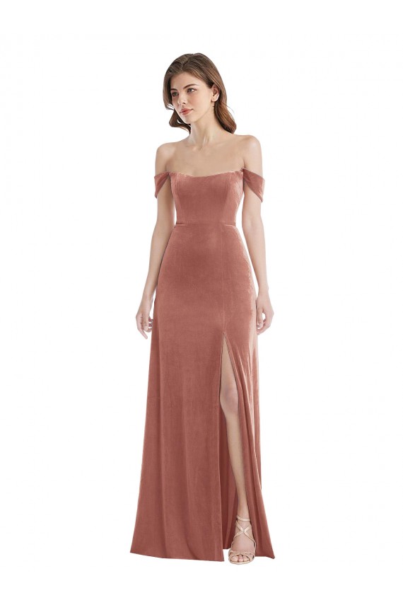Cinnamon Rose A-Line Off the Shoulder Long Semi Formal Evening Dress / Prom Dress / Bridesmaid Dress Bolton
