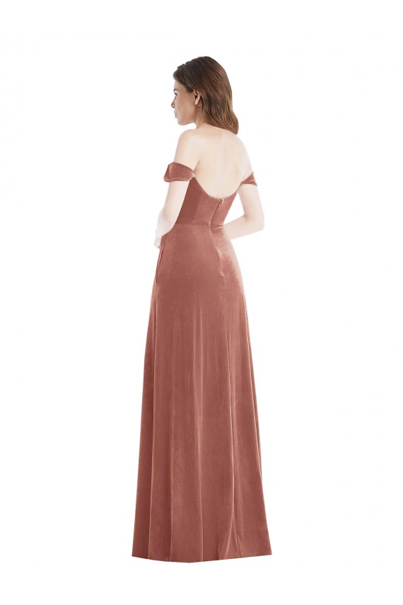 Cinnamon Rose A-Line Off the Shoulder Long Semi Formal Evening Dress / Prom Dress / Bridesmaid Dress Bolton