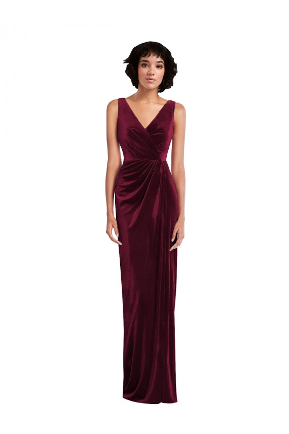 Burgundy Sheath V-Neck Long Semi Formal Evening Dress / Prom Dress / Bridesmaid Dress Bolton