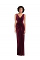 Burgundy Sheath V-Neck Long Semi Formal Evening Dress / Prom Dress / Bridesmaid Dress Bolton