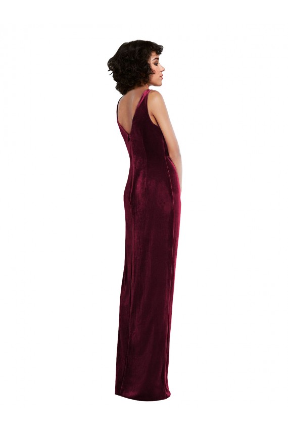 Burgundy Sheath V-Neck Long Semi Formal Evening Dress / Prom Dress / Bridesmaid Dress Bolton