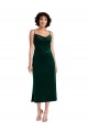 Open Back Dark Green Sheath Cowl Neck Midi Length Black Tie Evening Gown / Prom Dress / Bridesmaid Dress Bolton