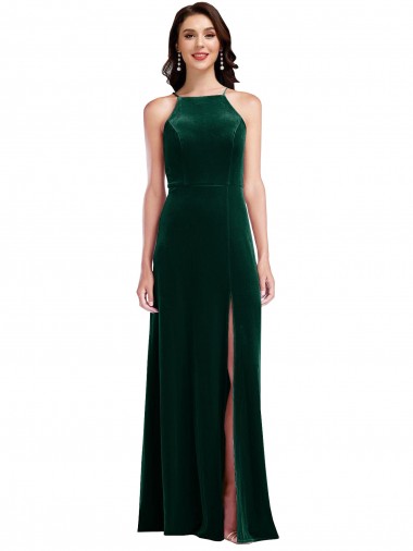 Dark Green A-Line High Neck Long Semi Formal Evening Dress / Prom Dress / Bridesmaid Dress Bolton