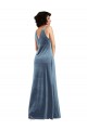 V-Back Dusty Blue Sheath Cowl Neck Long Evening Dress / Bridesmaid Dress Bolton
