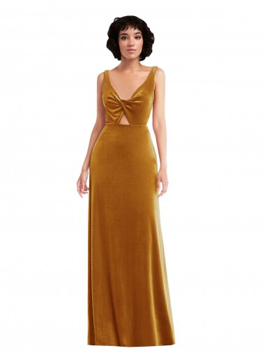 V-Back Gold Trumpet V-Neck Long Semi Formal Evening Dress / Prom Dress / Bridesmaid Dress Bolton