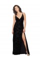 Open Back Black Sheath V-Neck Long Bridesmaid Dress Bolton