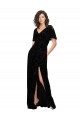 V-Back Black A-Line V-Neck Long Bridesmaid Dress Bolton