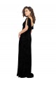 V-Back Black A-Line V-Neck Long Bridesmaid Dress Bolton