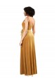 V-Back Gold Column V-Neck Long Black Tie Evening Gown / Prom Dress / Bridesmaid Dress Bolton