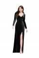 V-Back Black Column V-Neck Long Formal Evening Gown / Prom Dress / Bridesmaid Dress Bolton