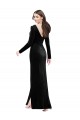 V-Back Black Column V-Neck Long Formal Evening Gown / Prom Dress / Bridesmaid Dress Bolton